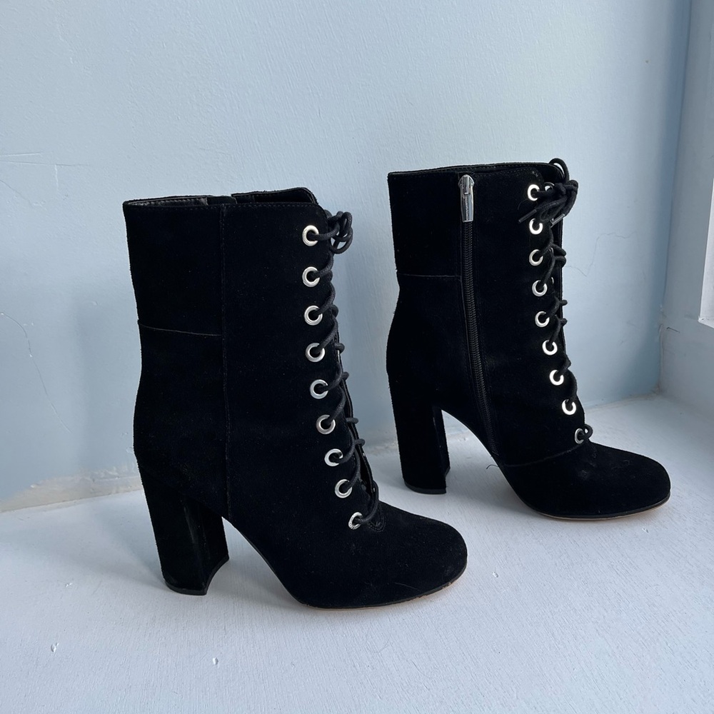 Chic Black Lace-Up Ankle Boots